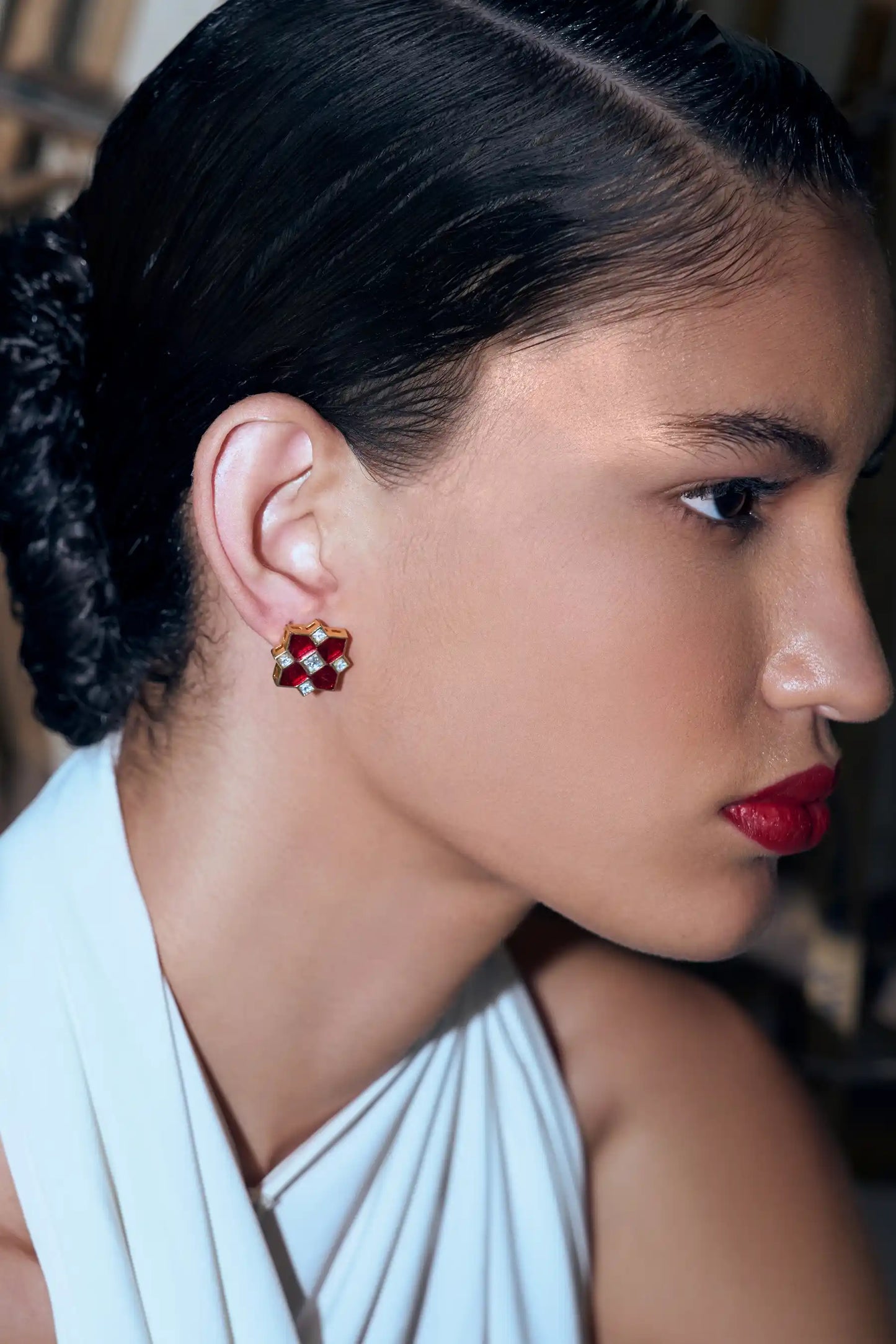 Leher Polki Meenakari Studs