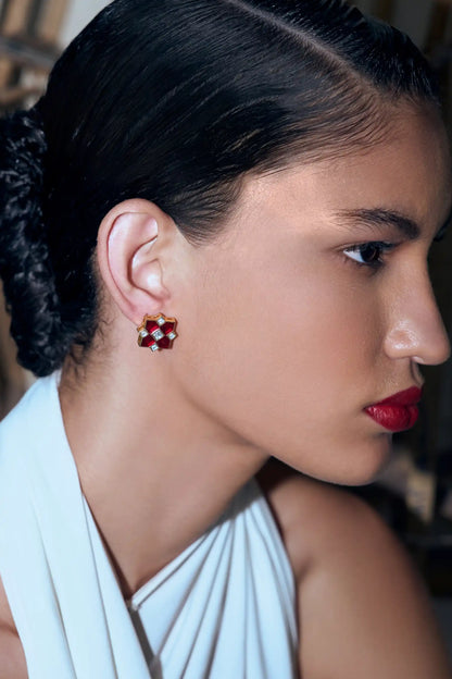 Leher Polki Meenakari Studs