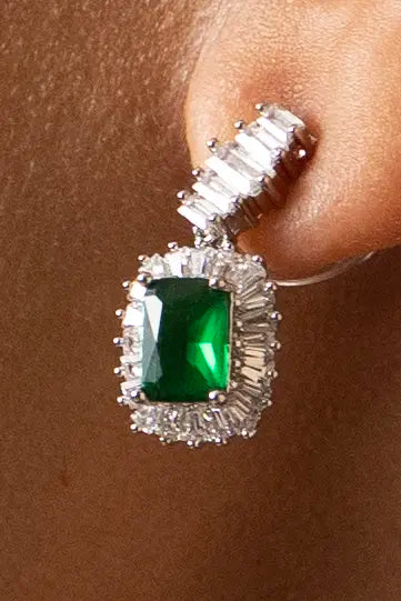 Emerald Teardrop Pendant Necklace Set