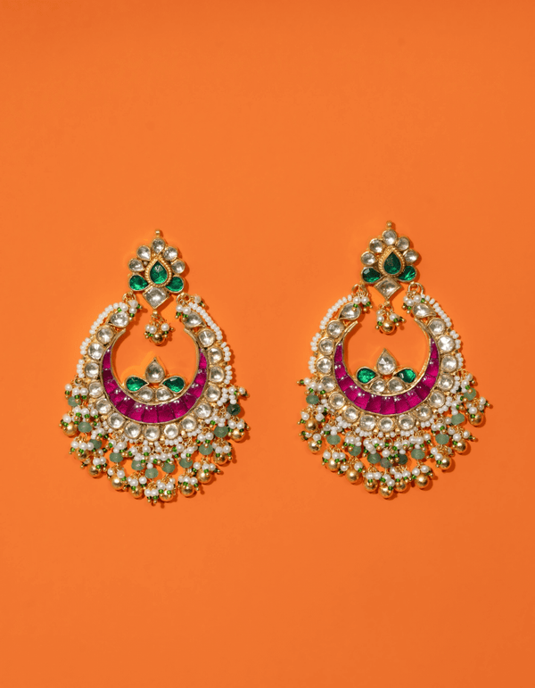 RASIKA MULTICOLORED POLKI WITH SEMIPRECIOUS STONES WITH BASRA MOTI