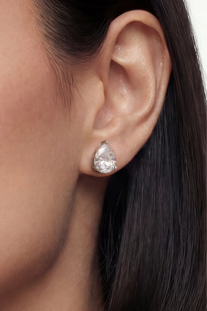 2 AM -  Pear Solitaire Moondrop Cygnet Diamond Studs