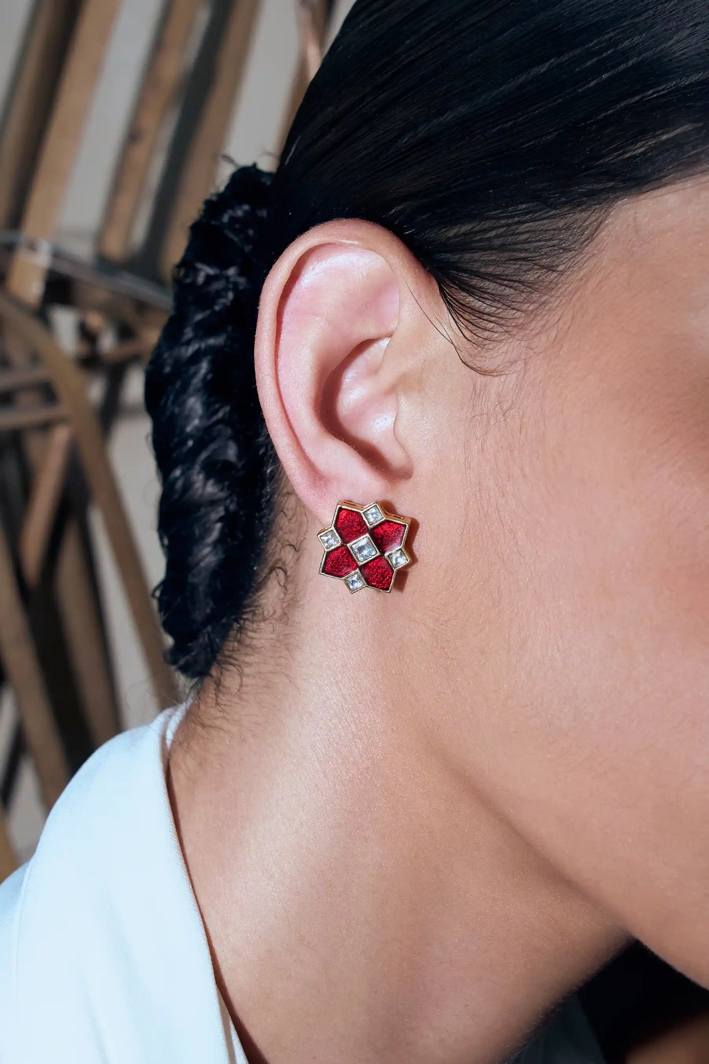 Leher Polki Meenakari Studs