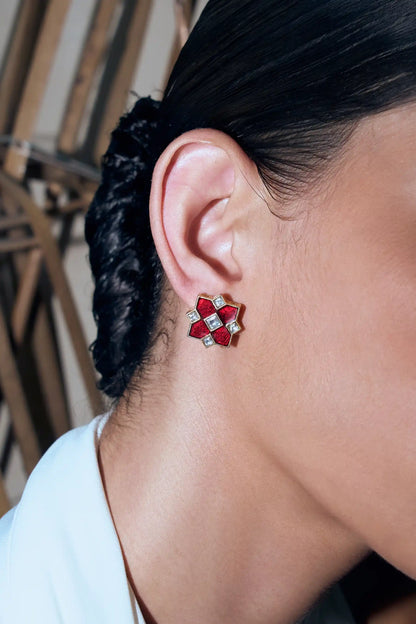 Leher Polki Meenakari Studs