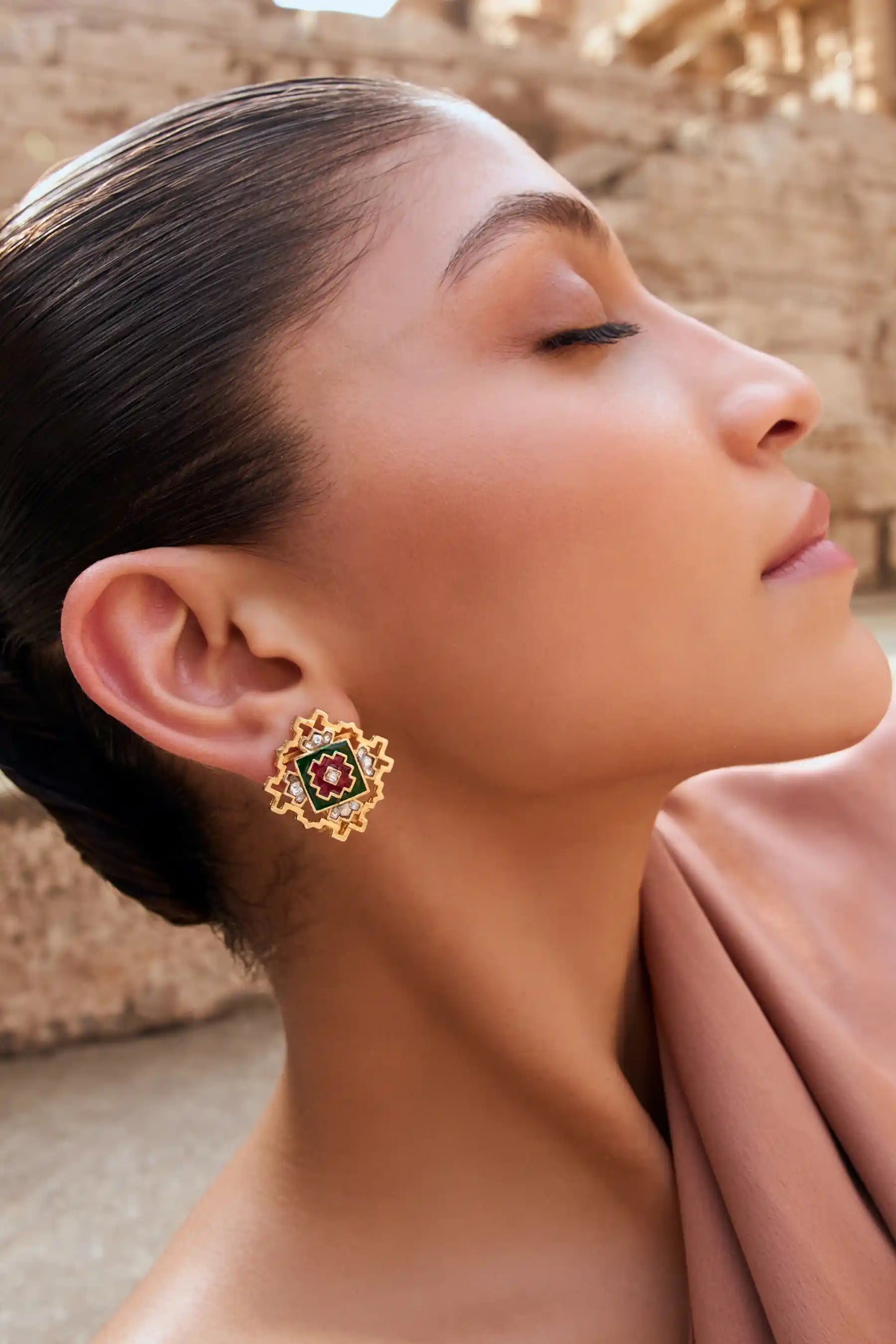 Patan Polki Meenakari Studs
