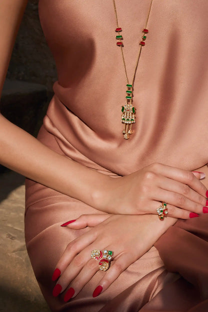 Vaidehi Polki Meenakari Pendant Set