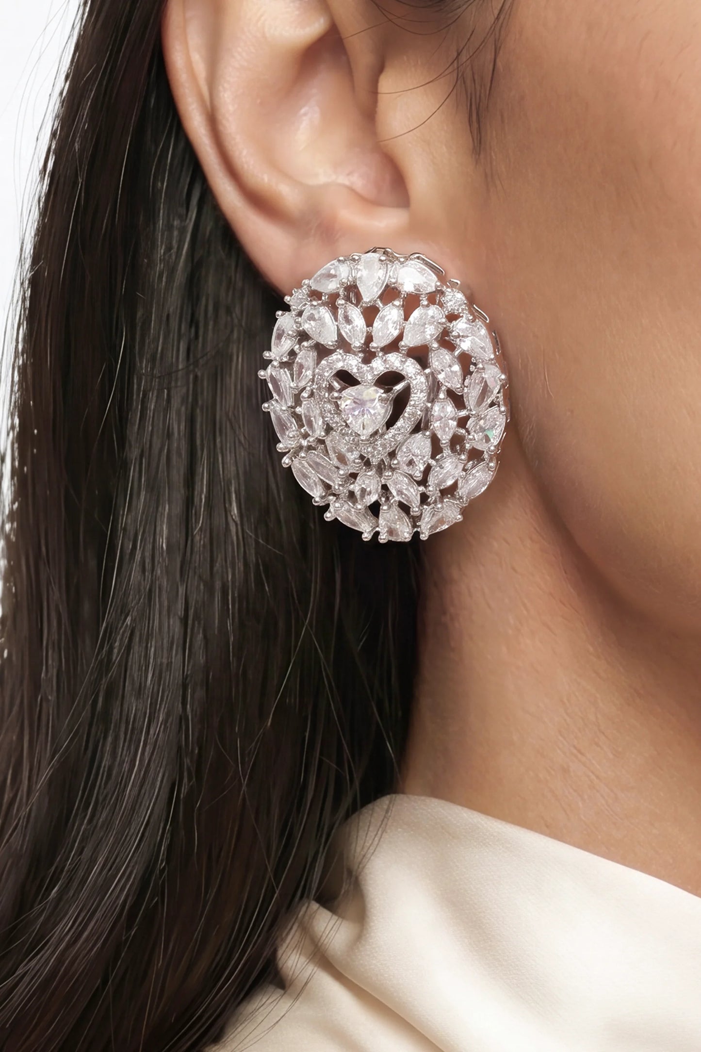 5 PM - Amber Heart Cygnet Diamond Studs