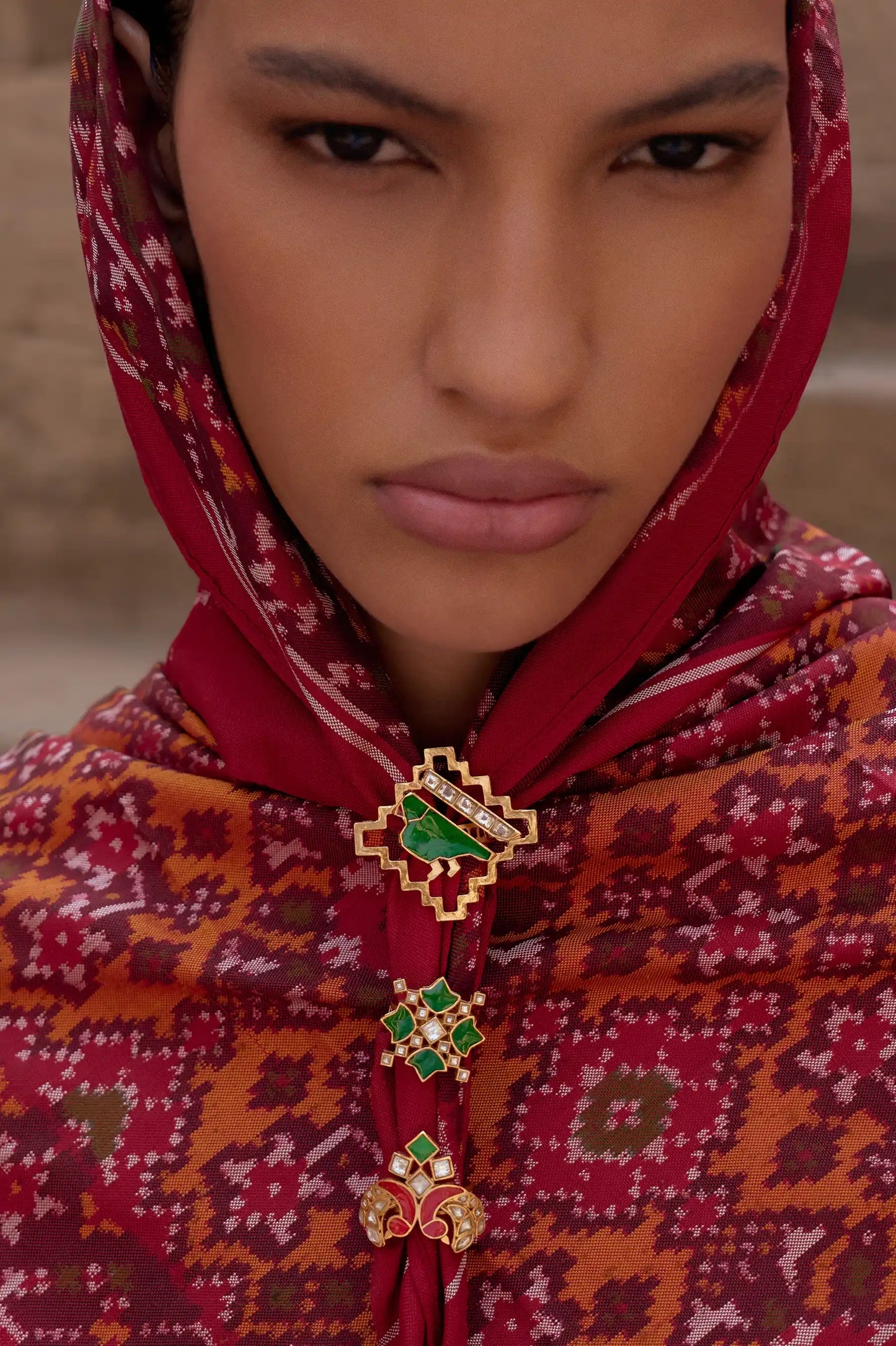 Veerika Polki Meenakari Statement Ring