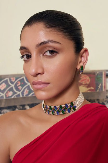 Neelantara Polki Meenakari Choker Set