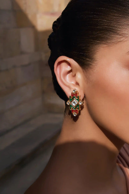 Rangoli Polki Meenakari Earrings