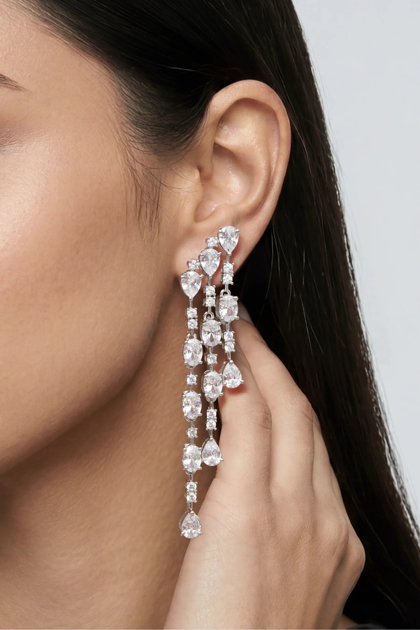 7 PM - Evening Dance Long Cygnet Diamond Earrings