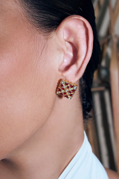 Naksha Polki Meenakari Studs