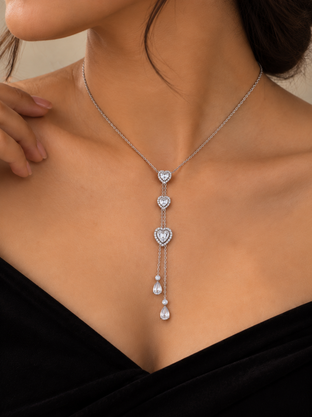 Eternal Heart Cascade Necklace Set