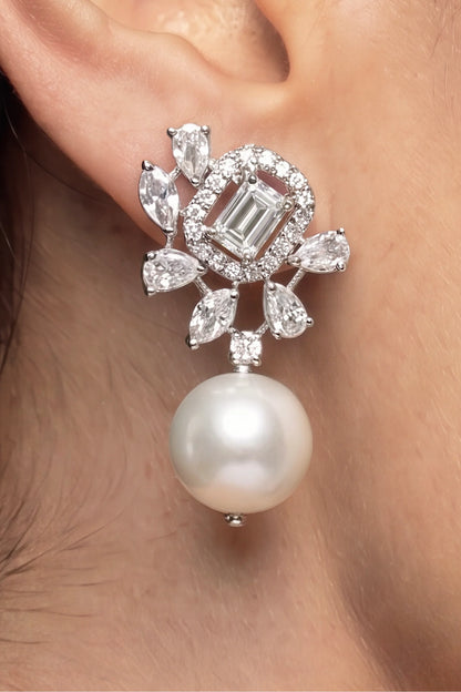 1 PM - Lunaria Pearl & Cygnet Diamond Earrings