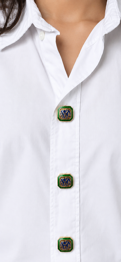Sapphire Elephant Meenakari Button Cover