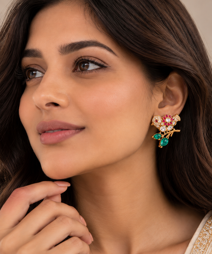 The Rani Kundan Meenakari Studs