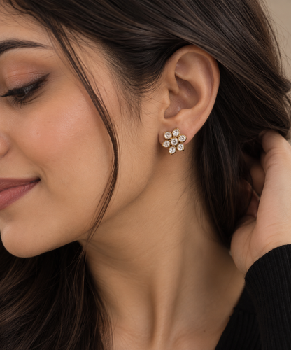 The Petal Bloom Brass Polki Studs