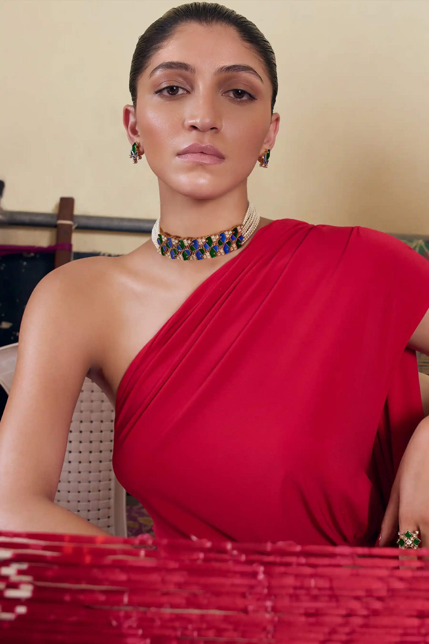 Neelantara Polki Meenakari Choker Set