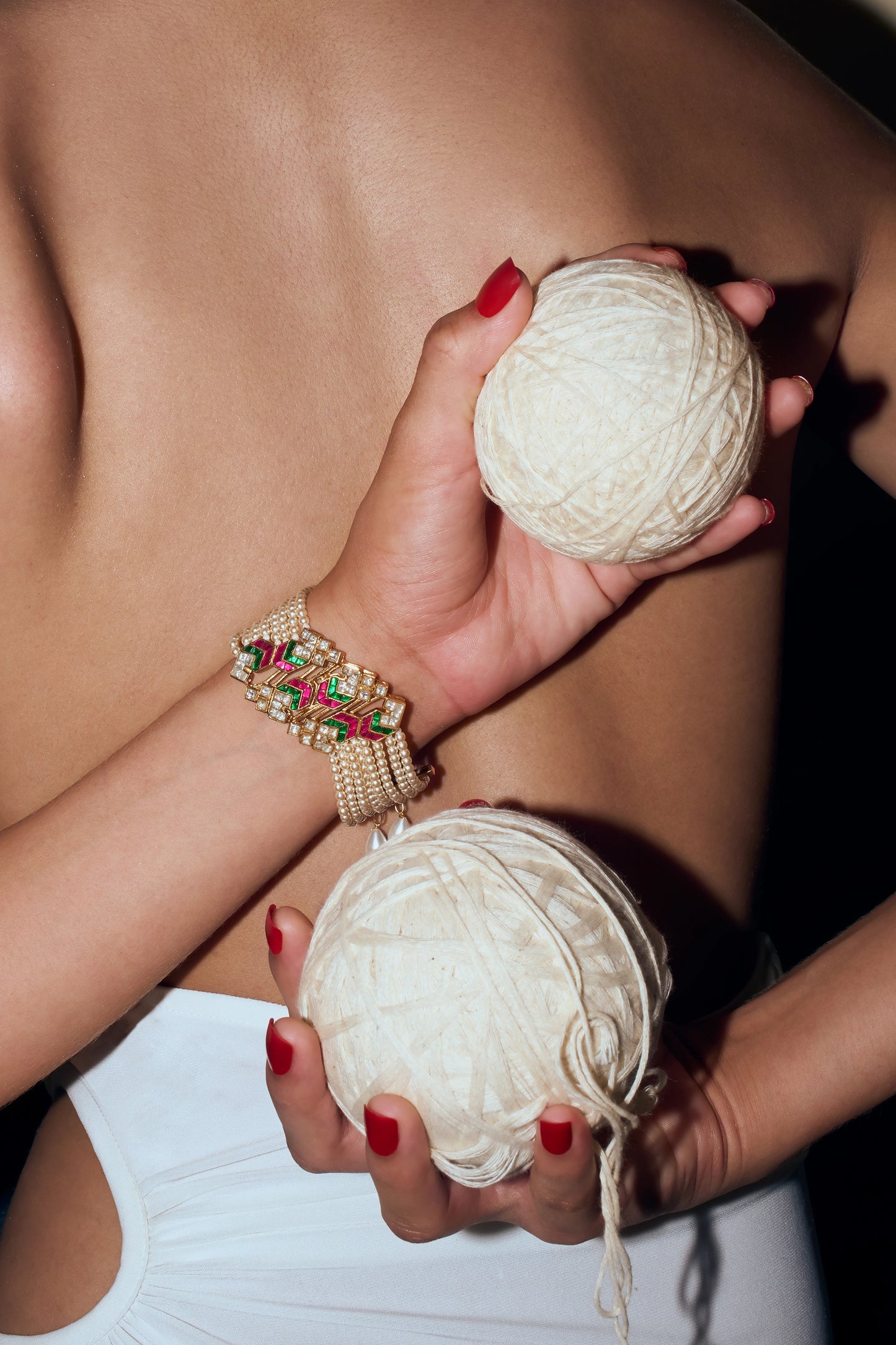 Navya Polki Meenakari Pearl Bracelet