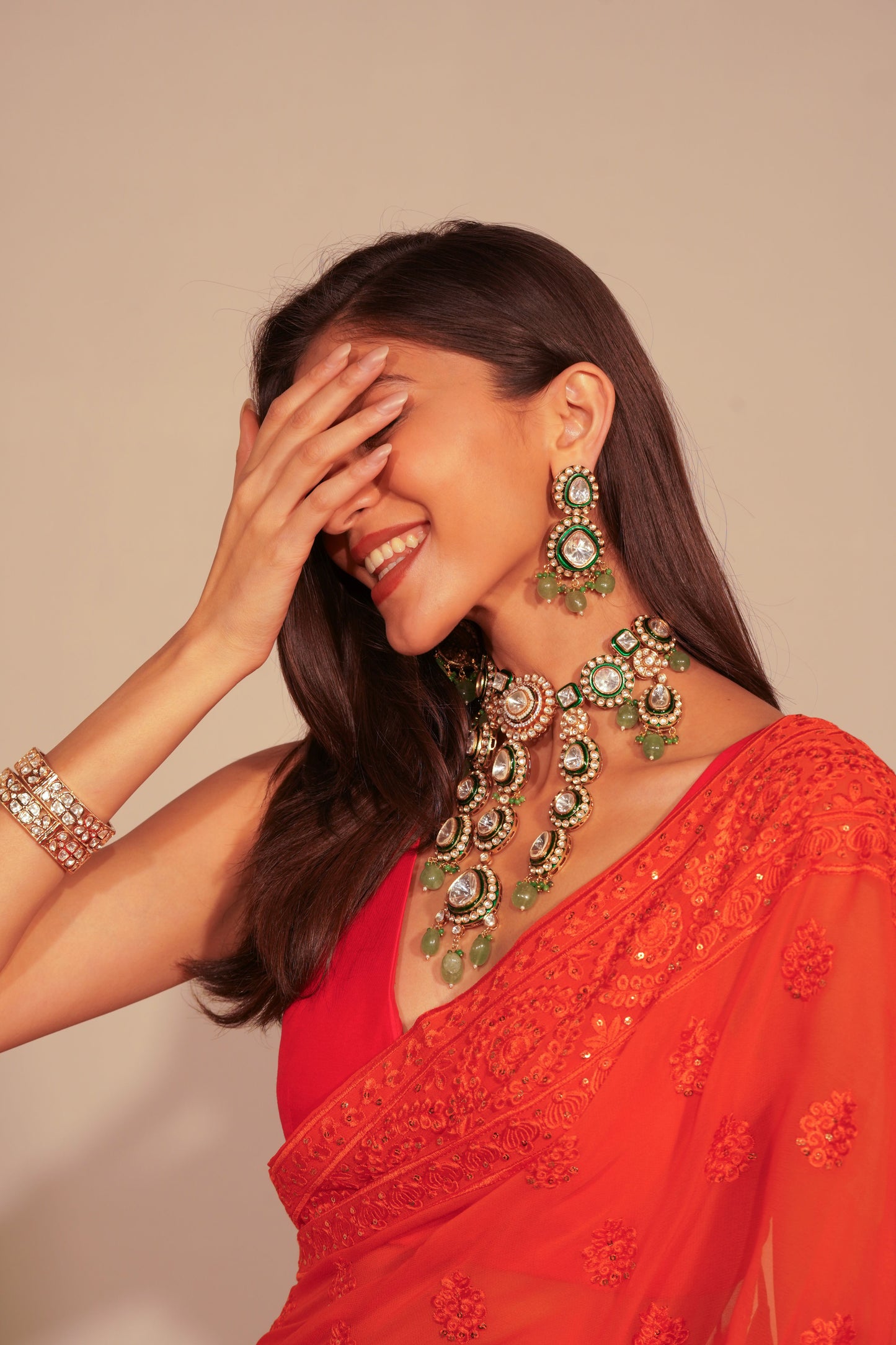 Rajsi Polki Moissanite Bridal Set
