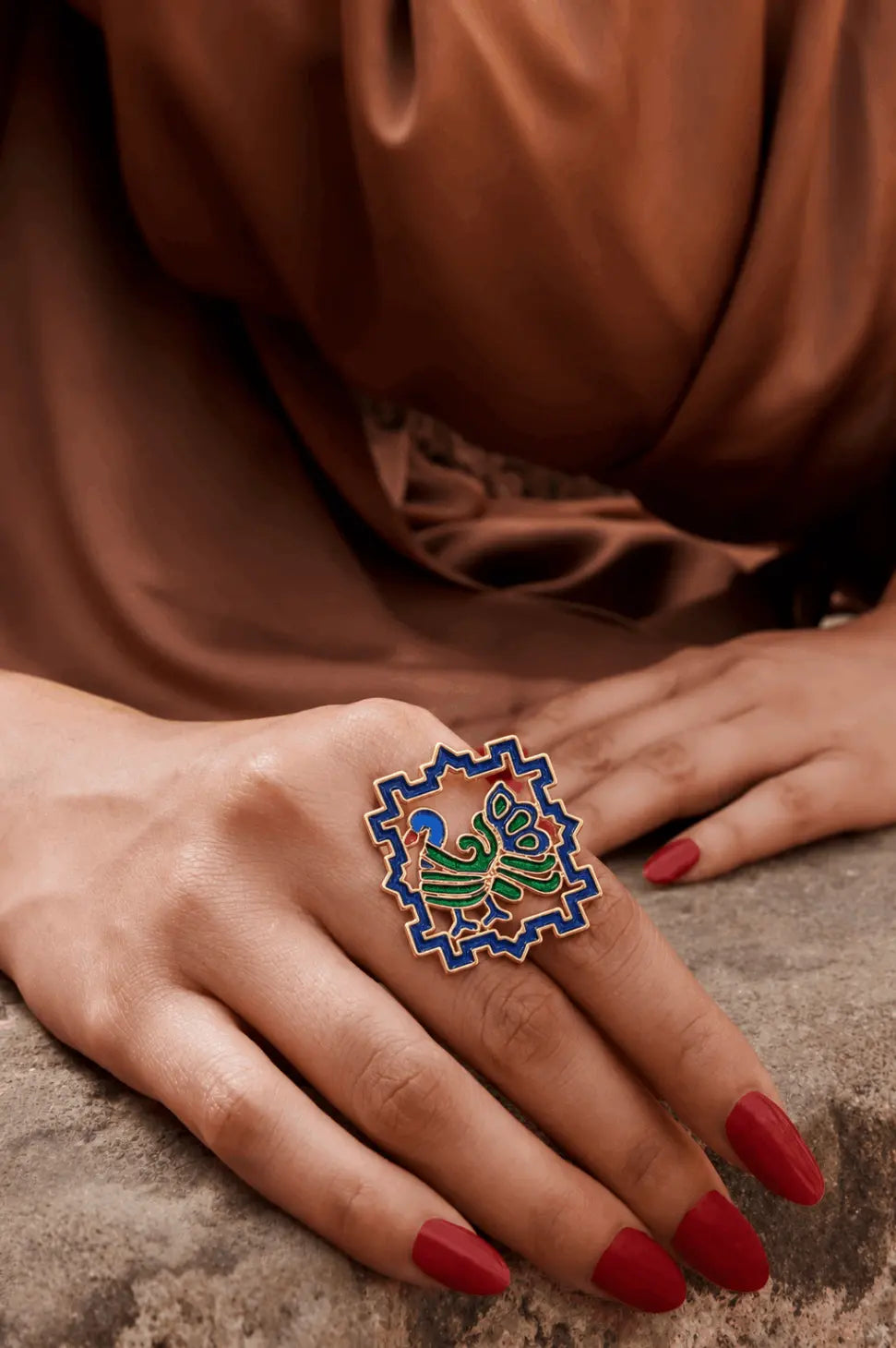 Mayur Polki Meenakari Ring