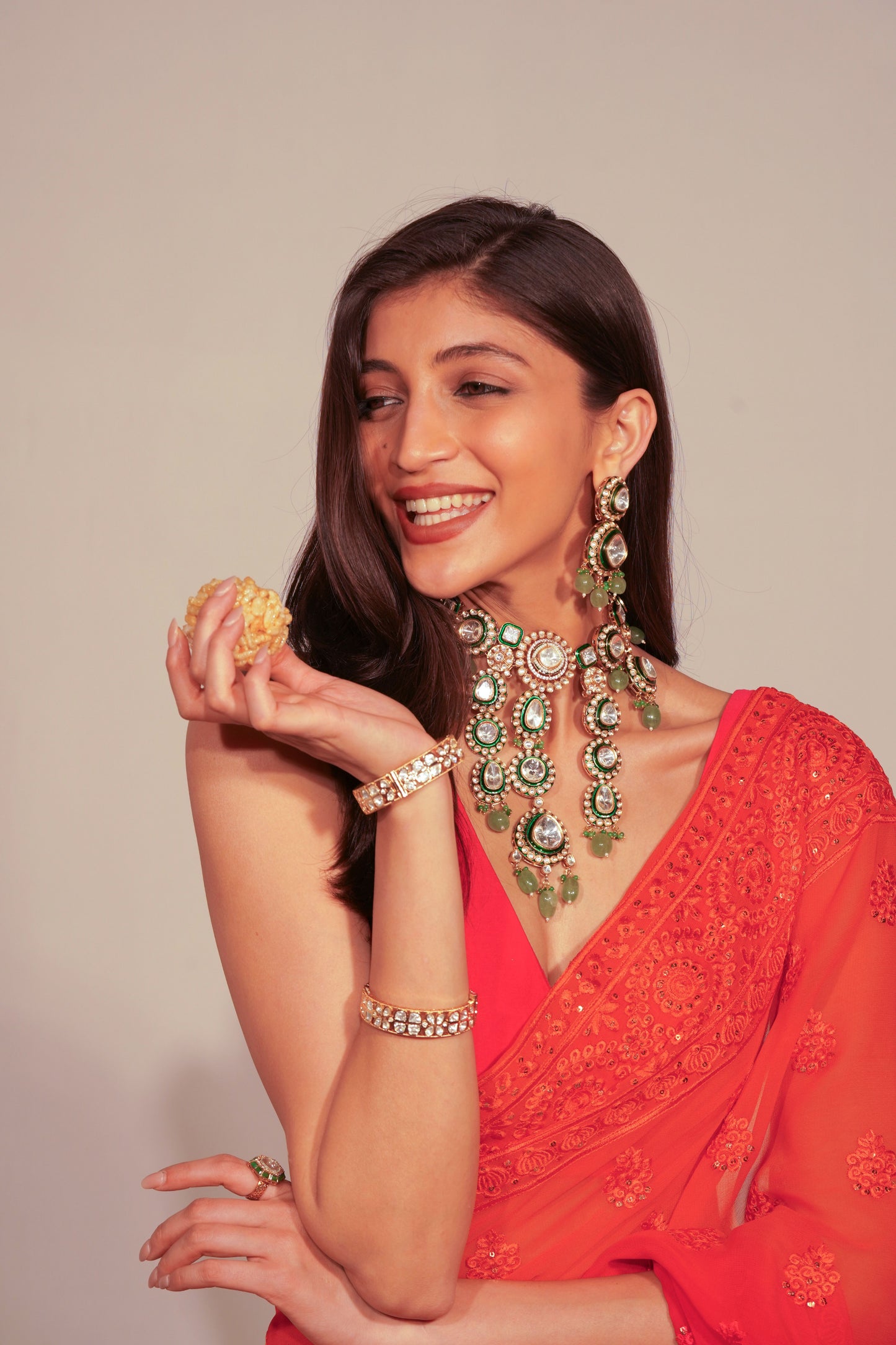 Rajsi Polki Moissanite Bridal Set