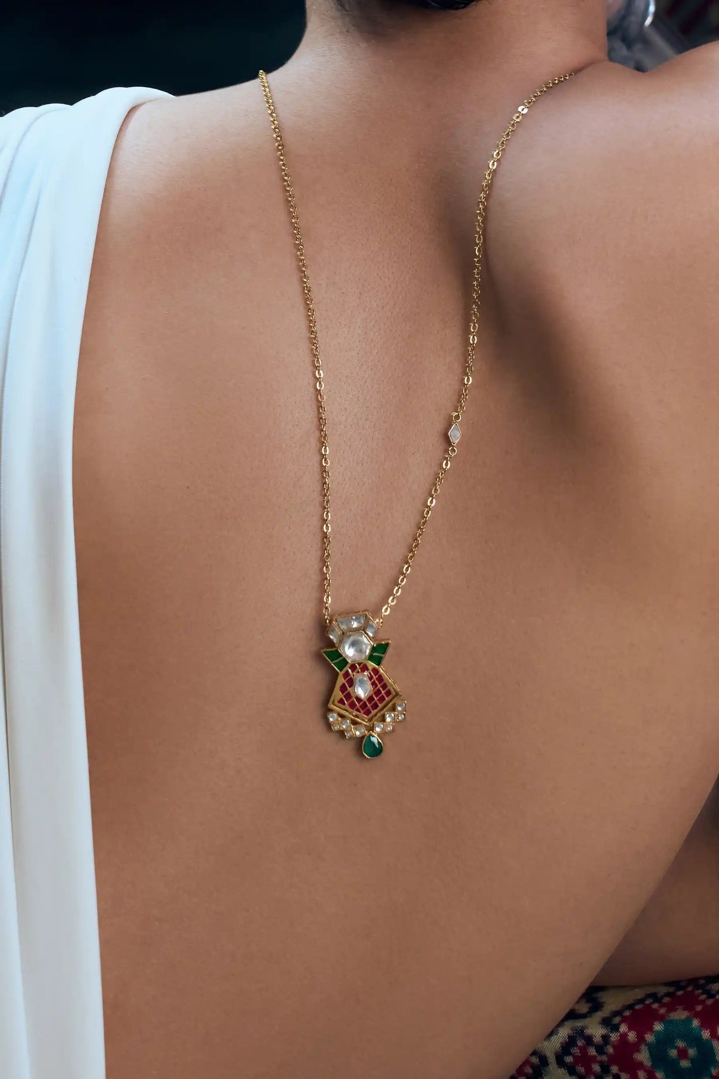 Prisha Polki Meenakari Pendant Set