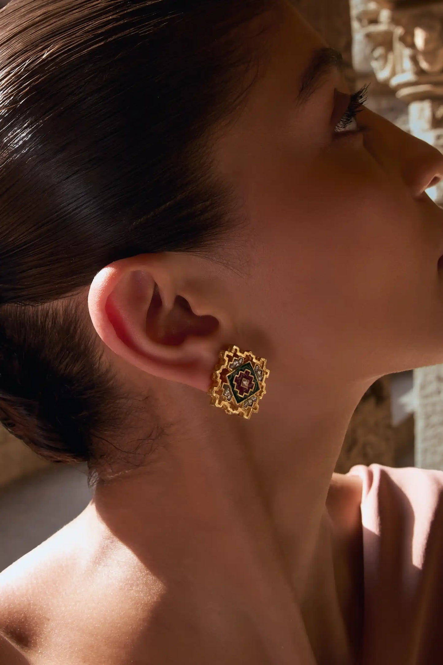Patan Polki Meenakari Studs