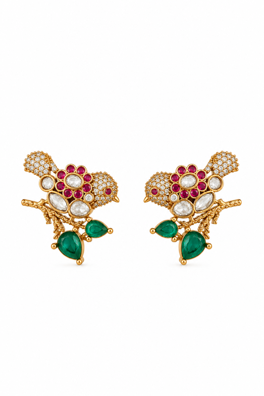 The Rani Kundan Meenakari Studs