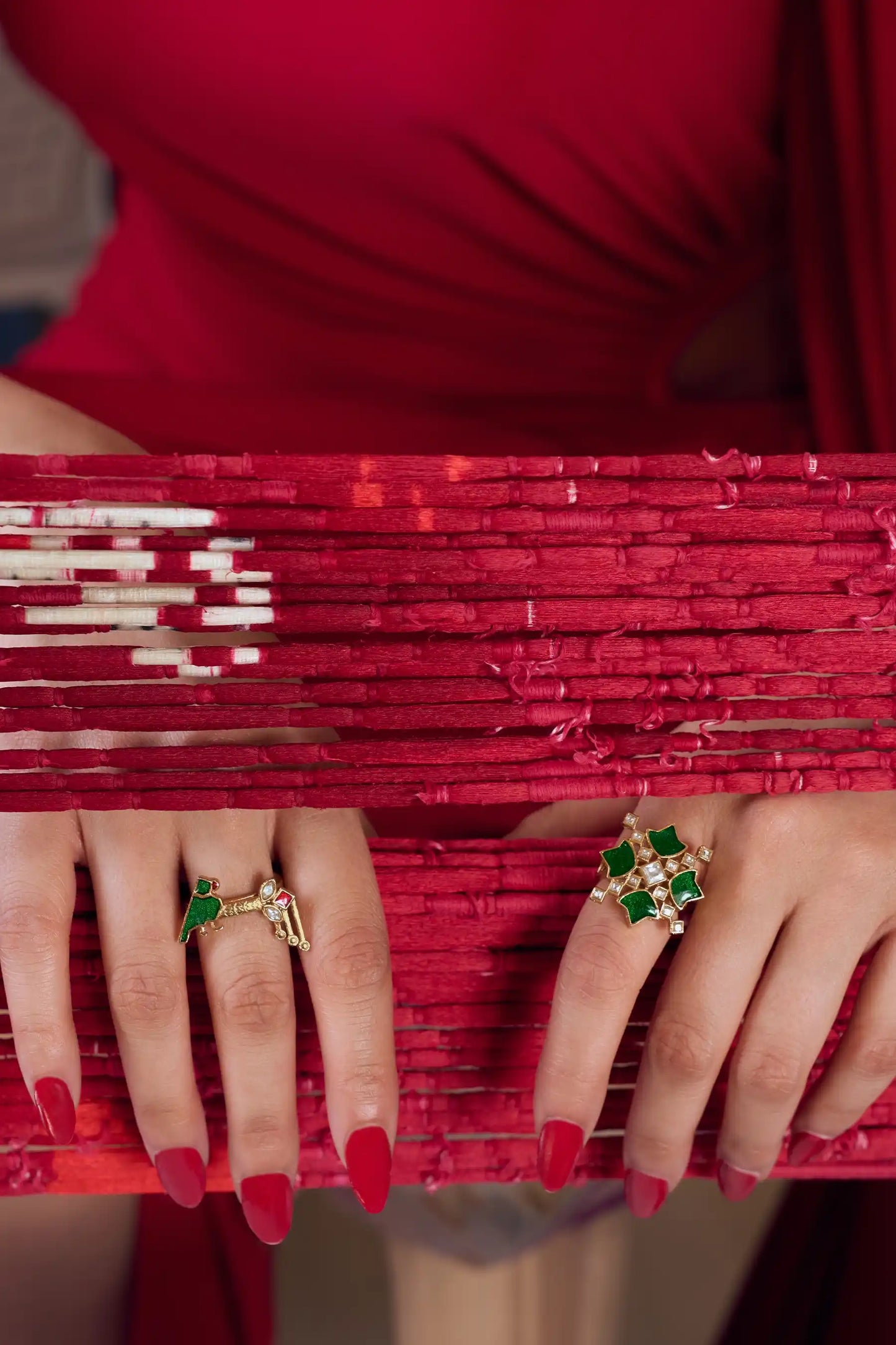 Haritika Polki Meenakari Statement Ring