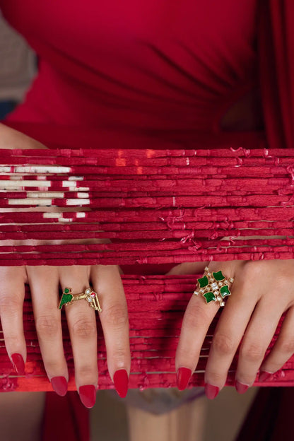 Haritika Polki Meenakari Statement Ring
