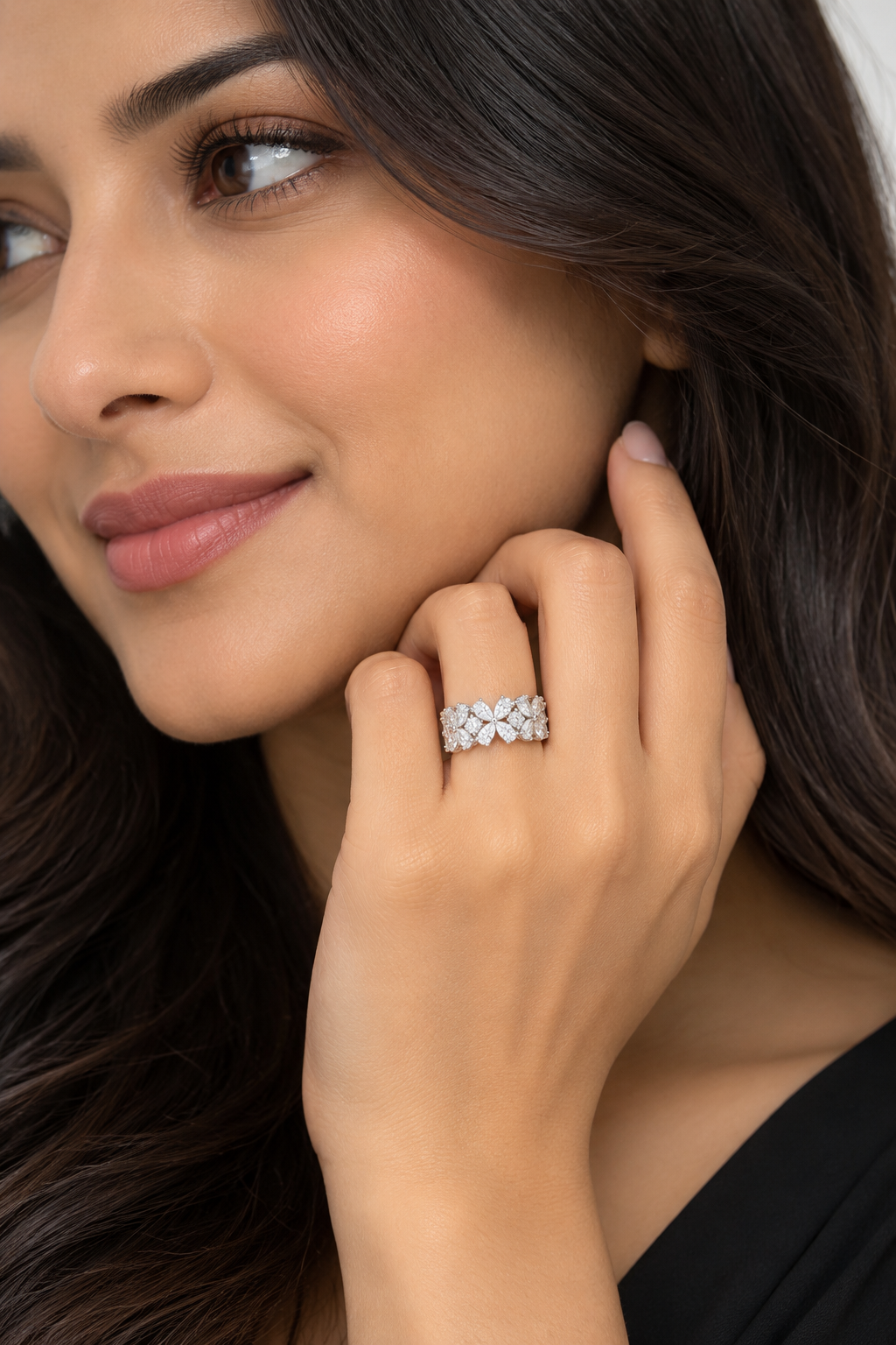 Aurora Bloom Floral Diamond Statement Ring