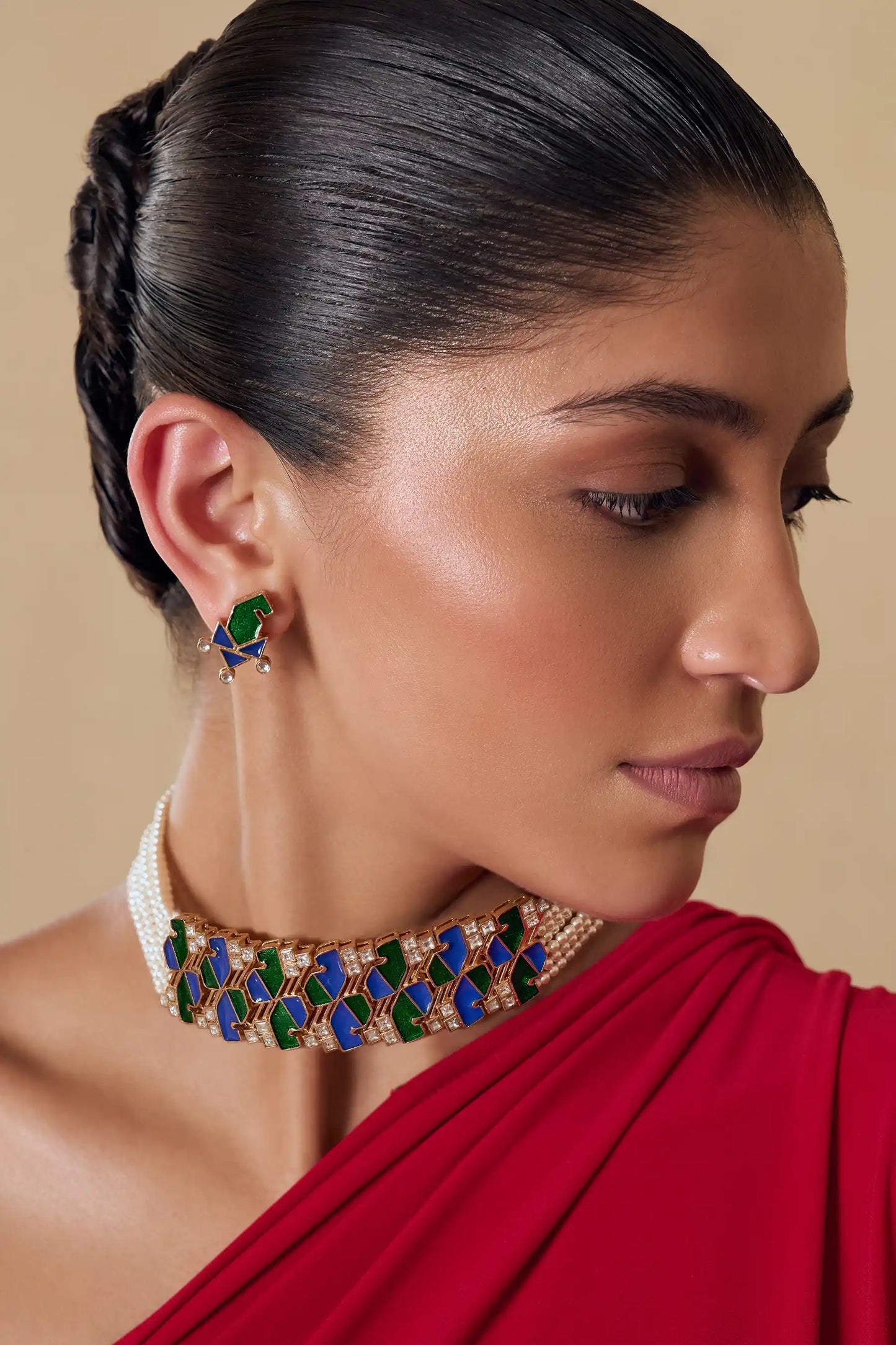 Neelantara Polki Meenakari Choker Set