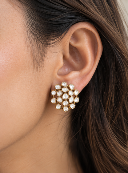 Noor Royale Polki Cluster Stud Earrings
