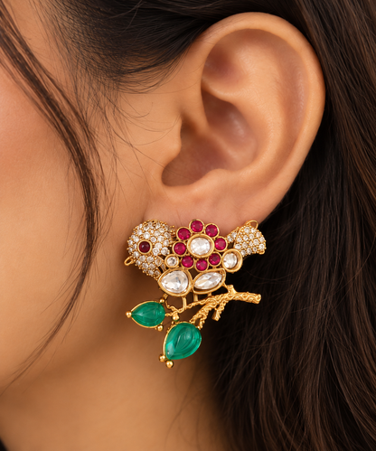 The Rani Kundan Meenakari Studs