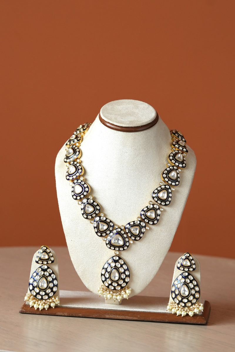 Jadau Kundan long necklace with earrings