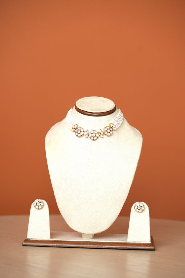 PRIYAL ROUND JADAU MOTI CHOKER SET WITH EARRINGS