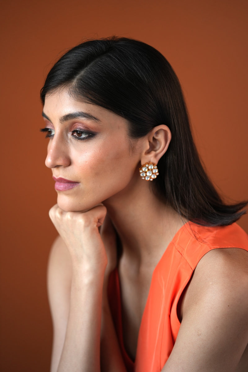 VINEETA SIX PETAL POLKI STUDS