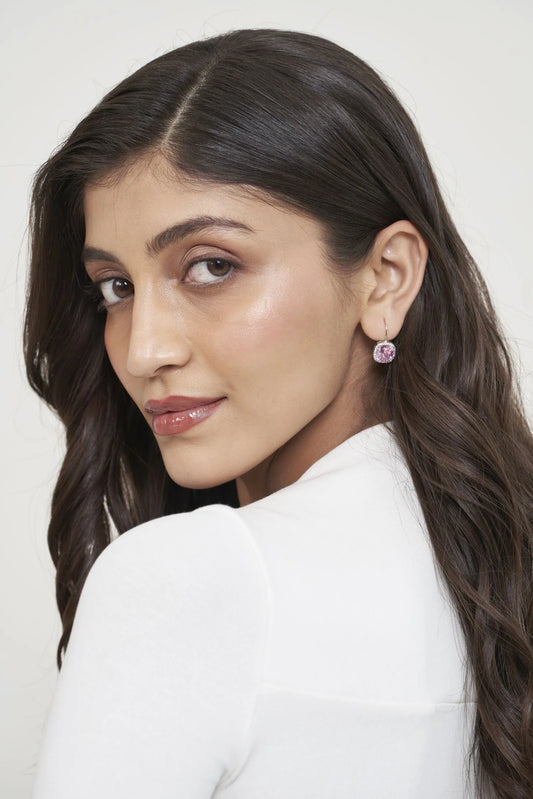 Blush Cushion Drop Earrings