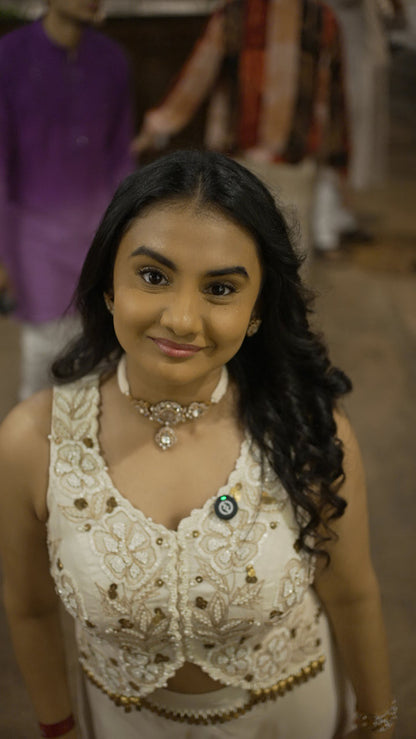 PRATIKSHA ROSE QAURTZ KUNDAN MULTICOLOURED STONES SP NECKLACE SET WITH EARRINGS