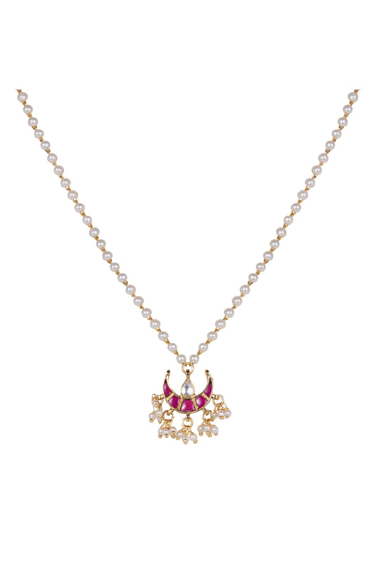 🎁 Chandini Half Moon Polki With Semi-precious Stone With Basra Moti