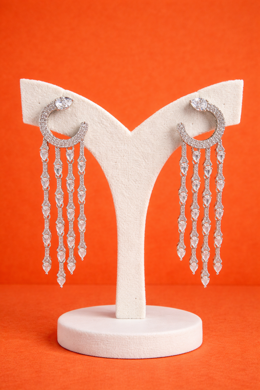 Elegant Diamond Cascade Drop Earrings