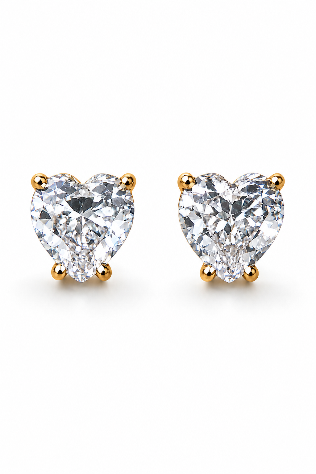 Single Diamond Heart Solitaire Stud Earrings Gift Box