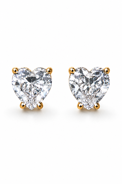 Single Diamond Heart Solitaire Stud Earrings Gift Box