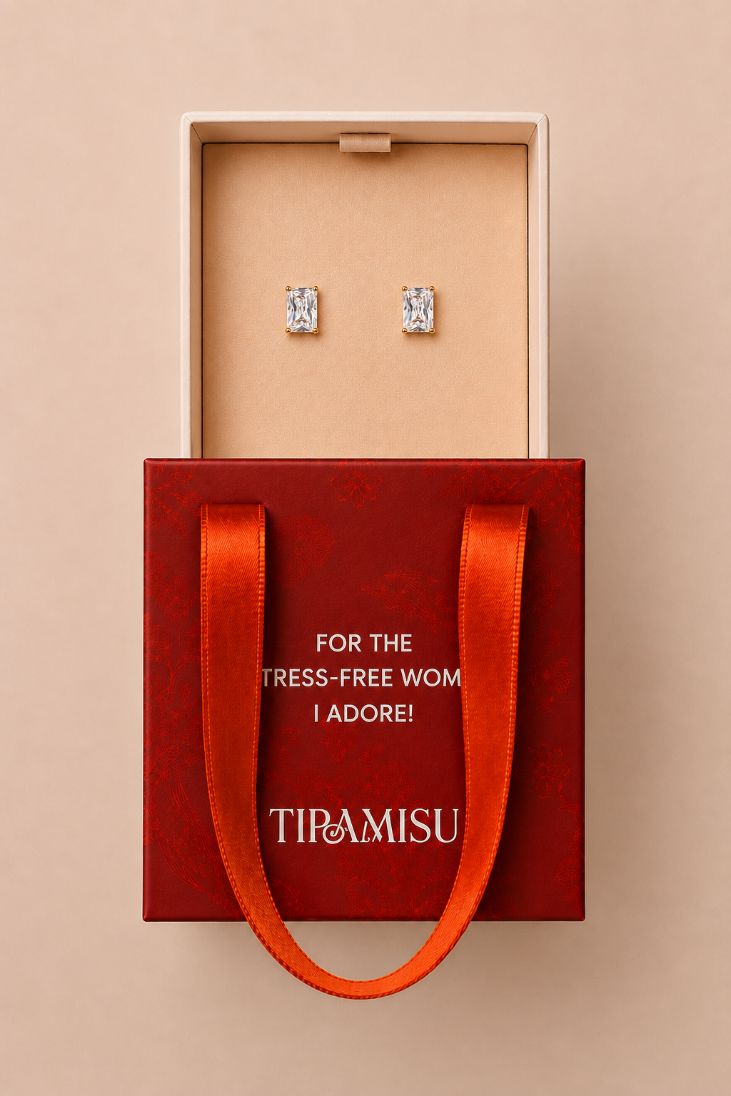 Single Diamond Emerald Solitaire Stud Earrings Gift Box