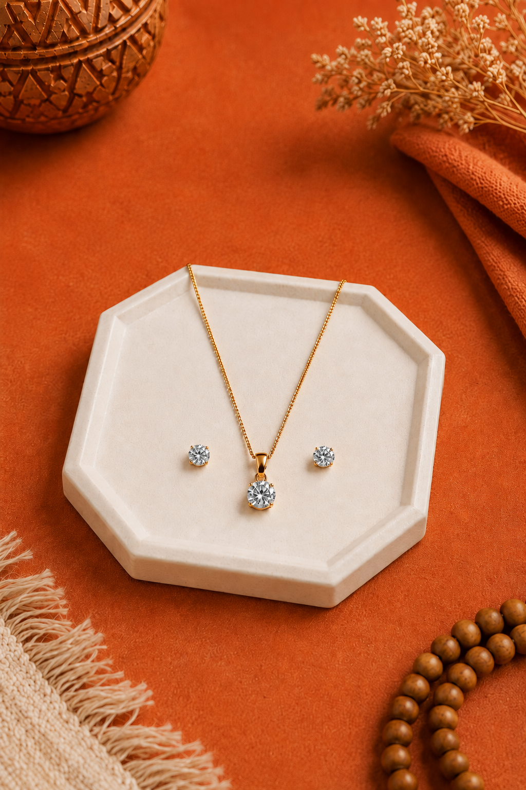 Celestia Cushion Crystal Pendant Set Gift Box