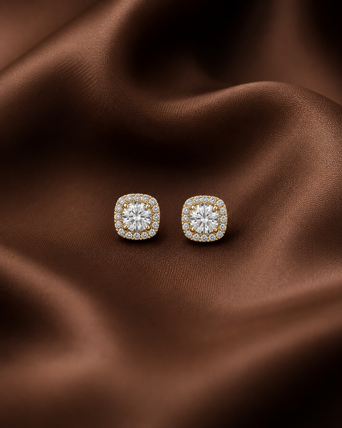 Luna Halo Cushion Crystal Stud Earrings