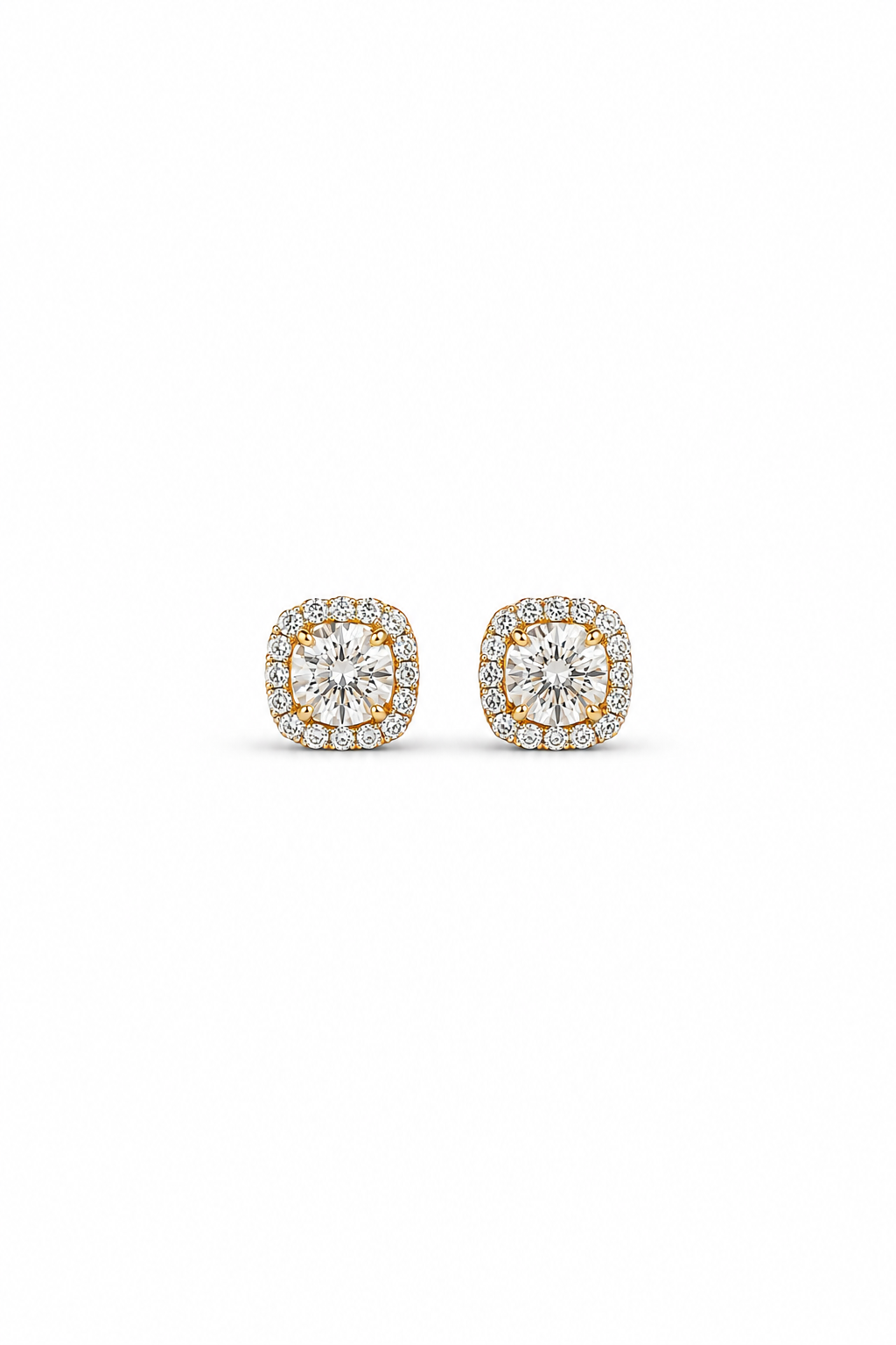 Luna Halo Cushion Crystal Stud Earrings
