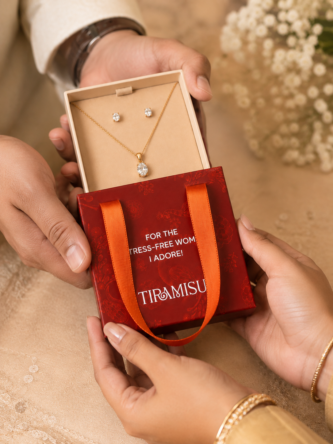 Single Diamond Oval Solitaire Pendant Set with Earrings Gift Box