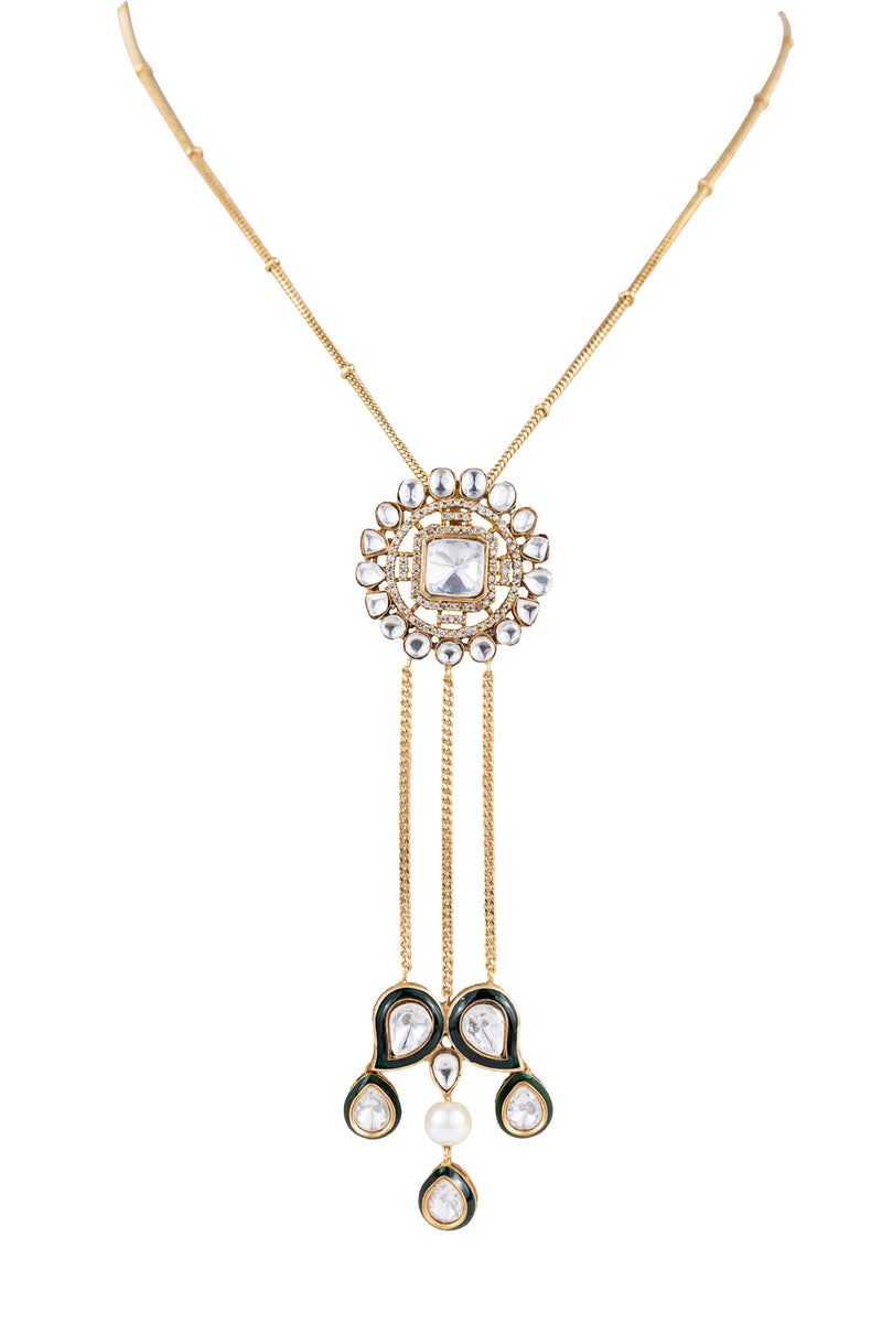 Prakriti Gold Tassel SP Necklace Set with Earrings