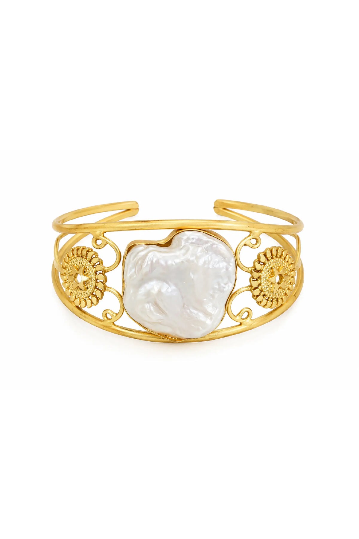 Celestial Pearl Statement Cuff Bracelet